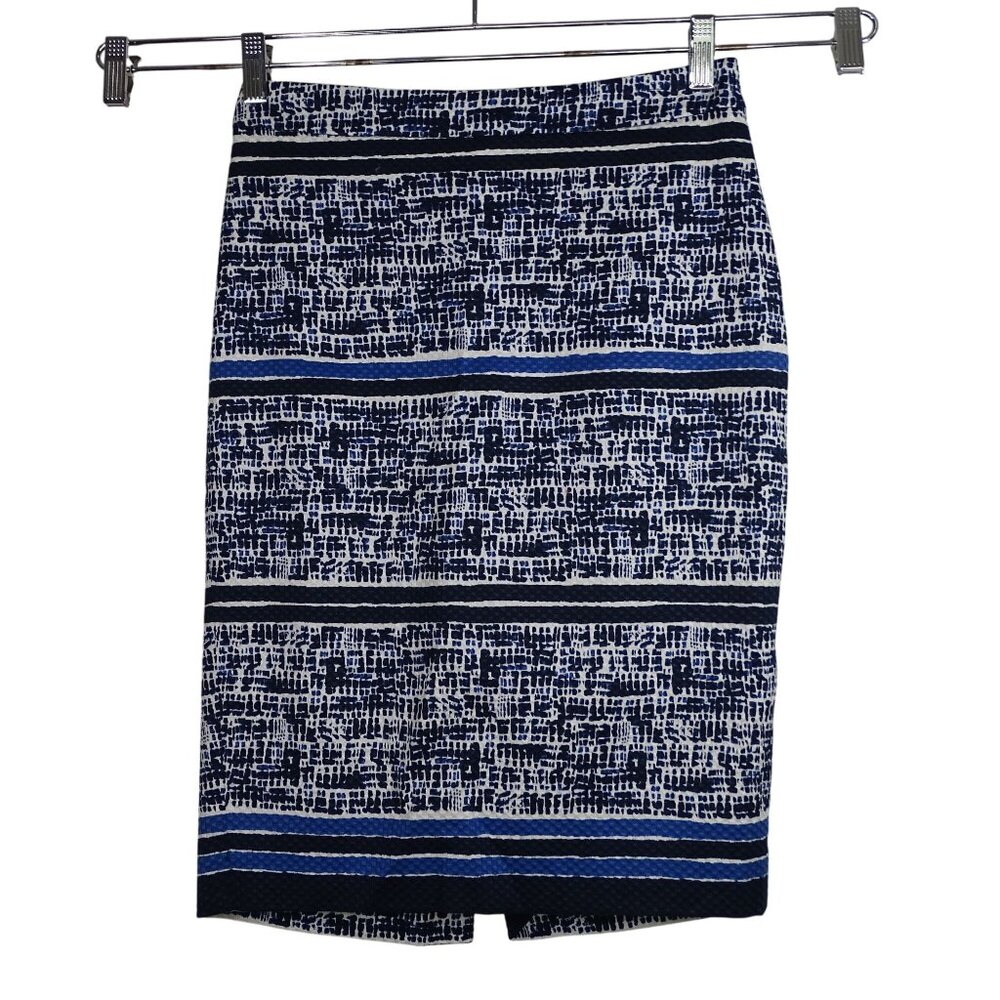 The Limited Pencil Skirt Women Size 2 Navy Geometric Print Lined Knee Length